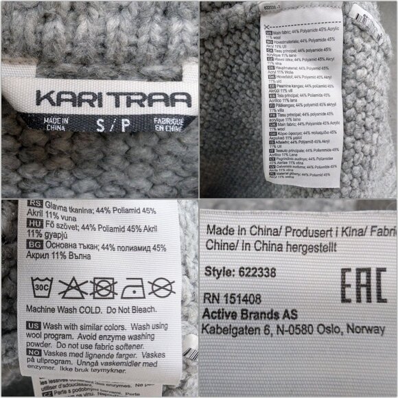 Kari Traa Cable Knit Sweater Womens Light Grey Wool Blend Turtleneck Size S - Picture 4 of 10